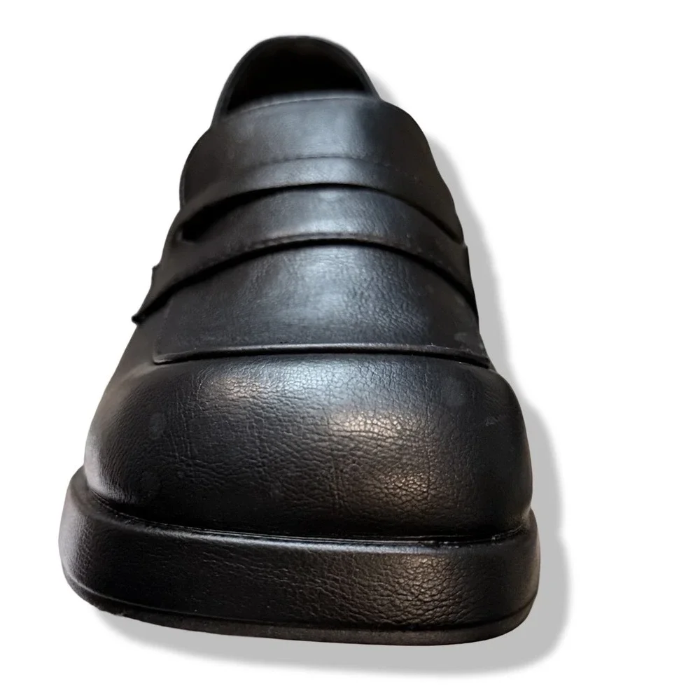 NIB Womens Black Platform Chunky Heel Loafer Shoes Square Toe Retro Style Sz 5